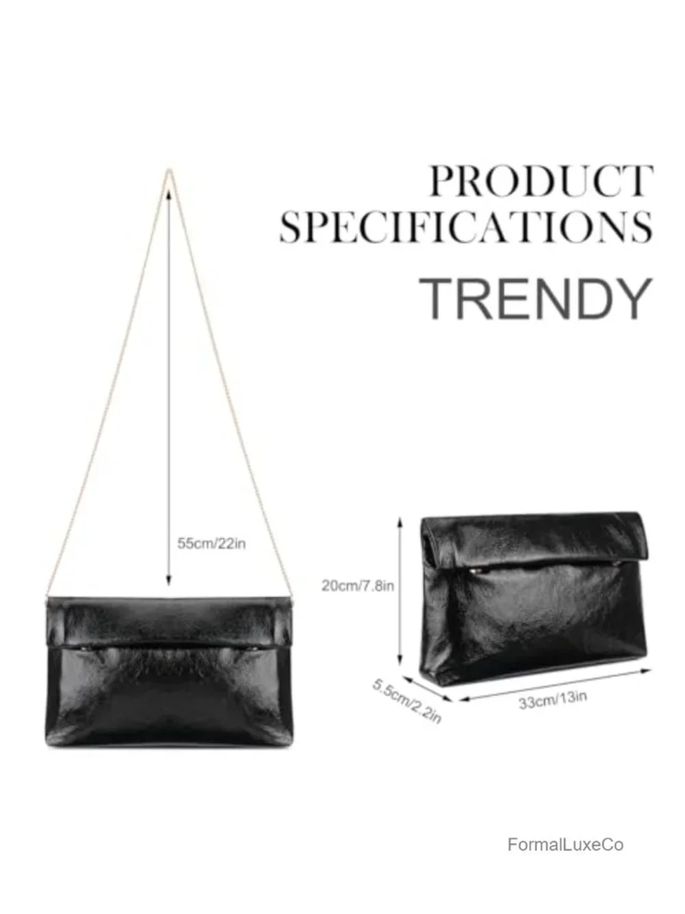Women's Metallic Crinkled Faux Leather Fold-over Clutch Purse